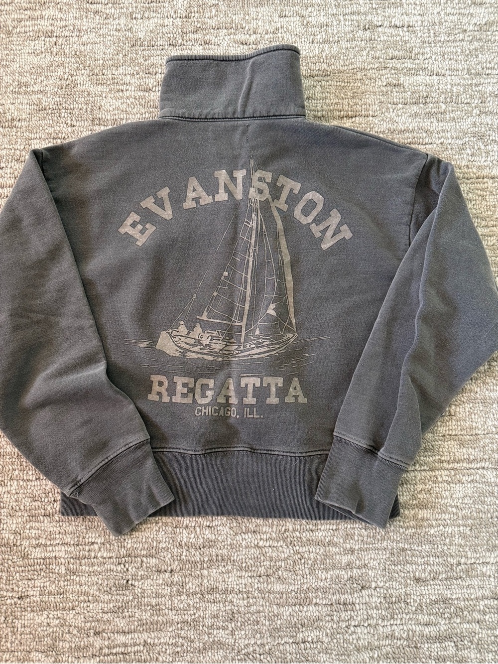 The Bureau x Free People Evanston Regatta Graphic Half-Zip Sweatshirt - Charcoal